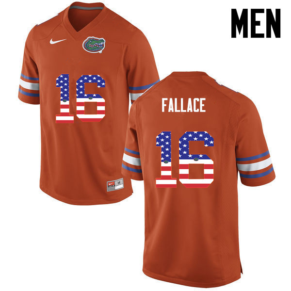 Men Florida Gators #16 Brian Fallace College Football USA Flag Fashion Jerseys-Orange - Click Image to Close